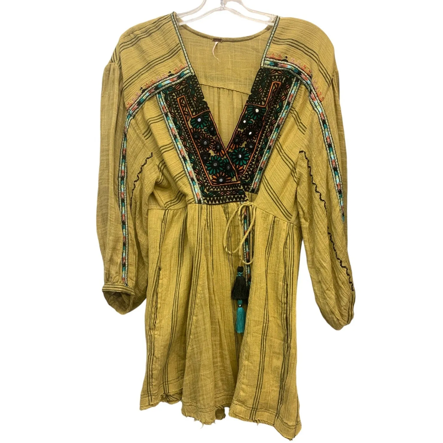 FP Free People Sabeena Embroidered Tunic Top SZ S