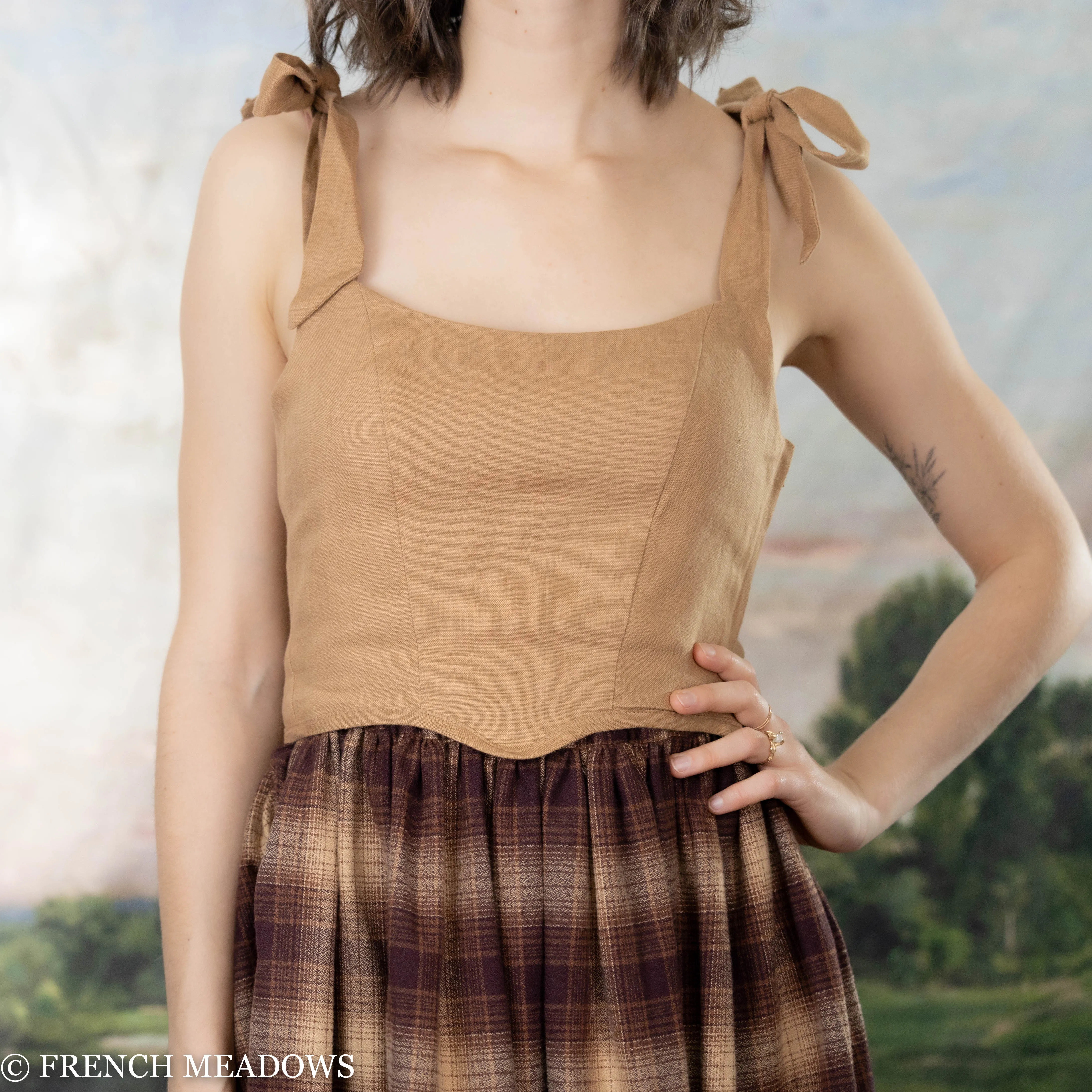 Ginger Linen Corset Tie Top - Final Sale