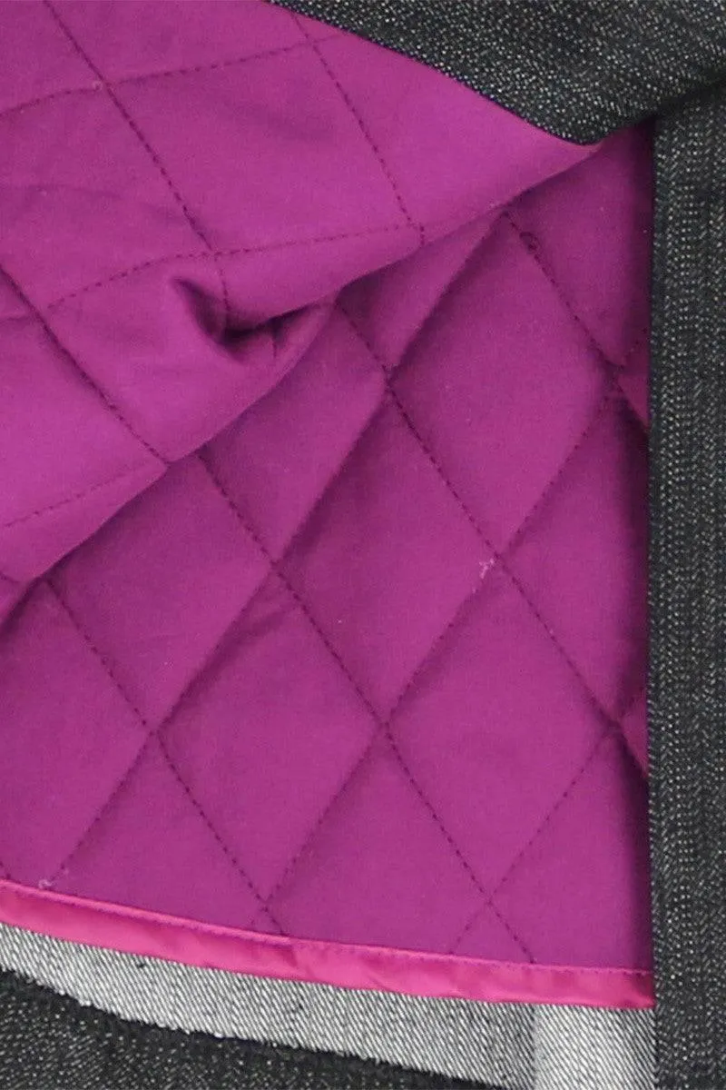Girls Dark Wash A-Line Fully Lined and Quilted Fall Coat