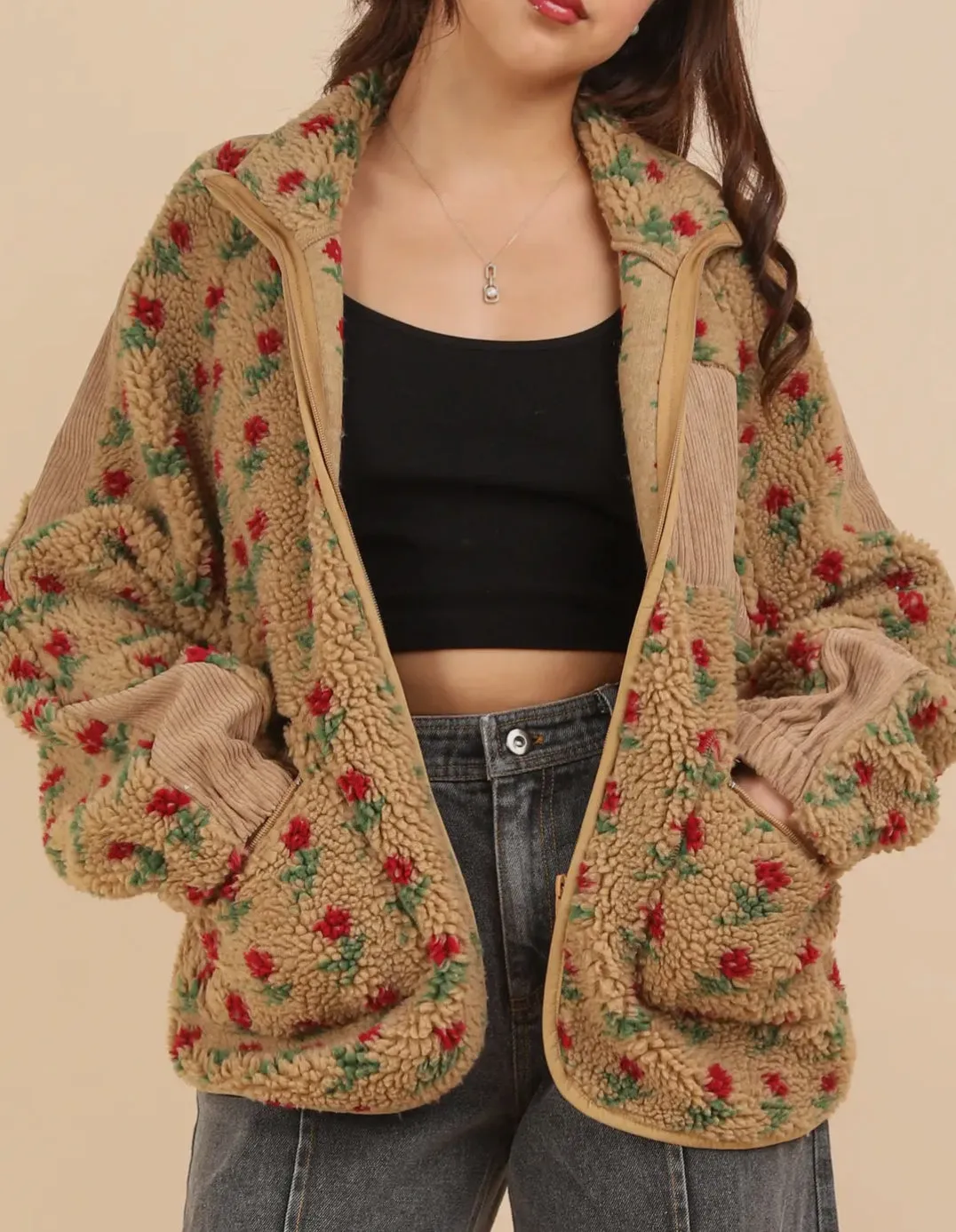 Giselle Flower Sherpa Jacket
