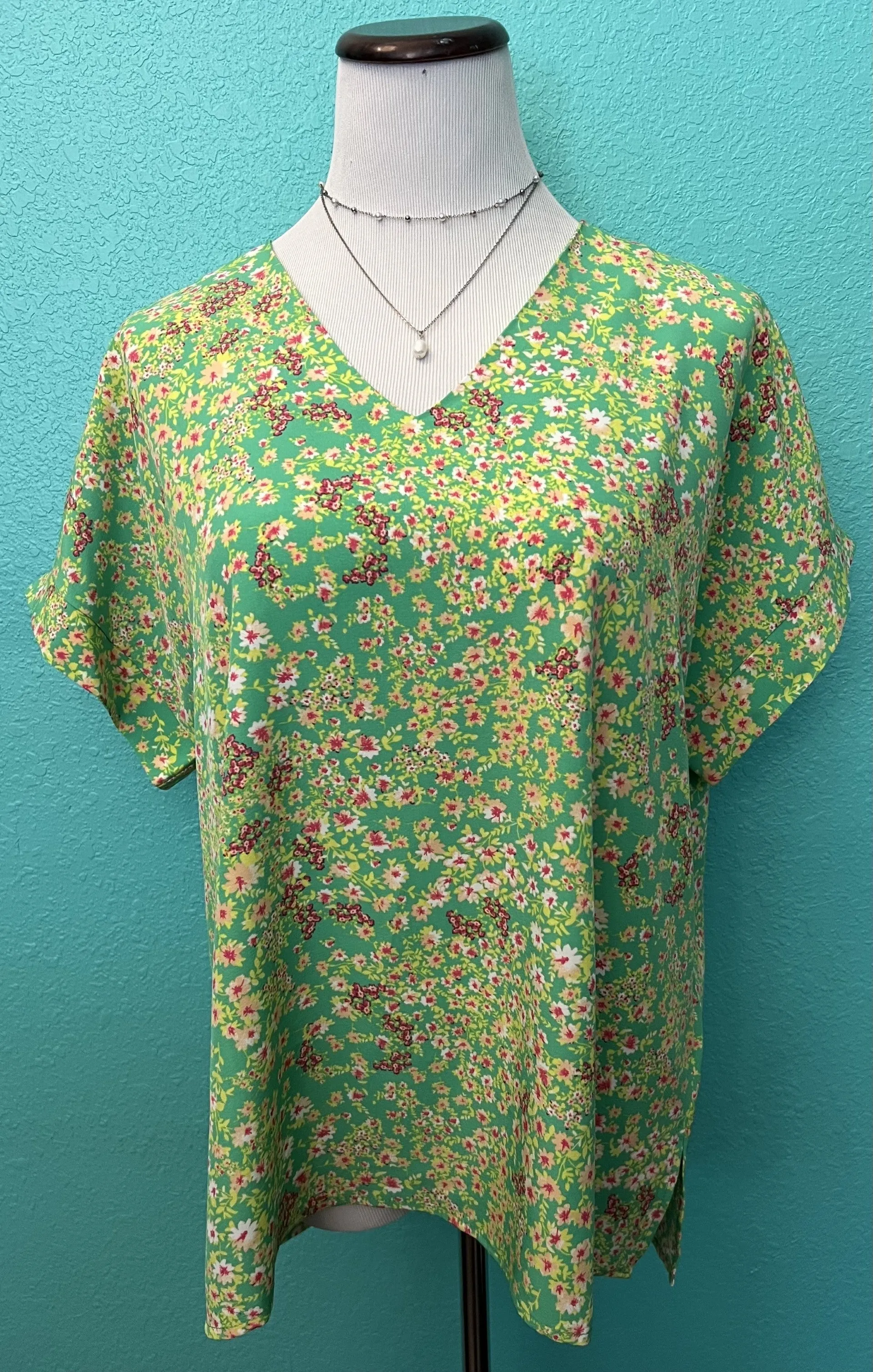 Green Floral Top