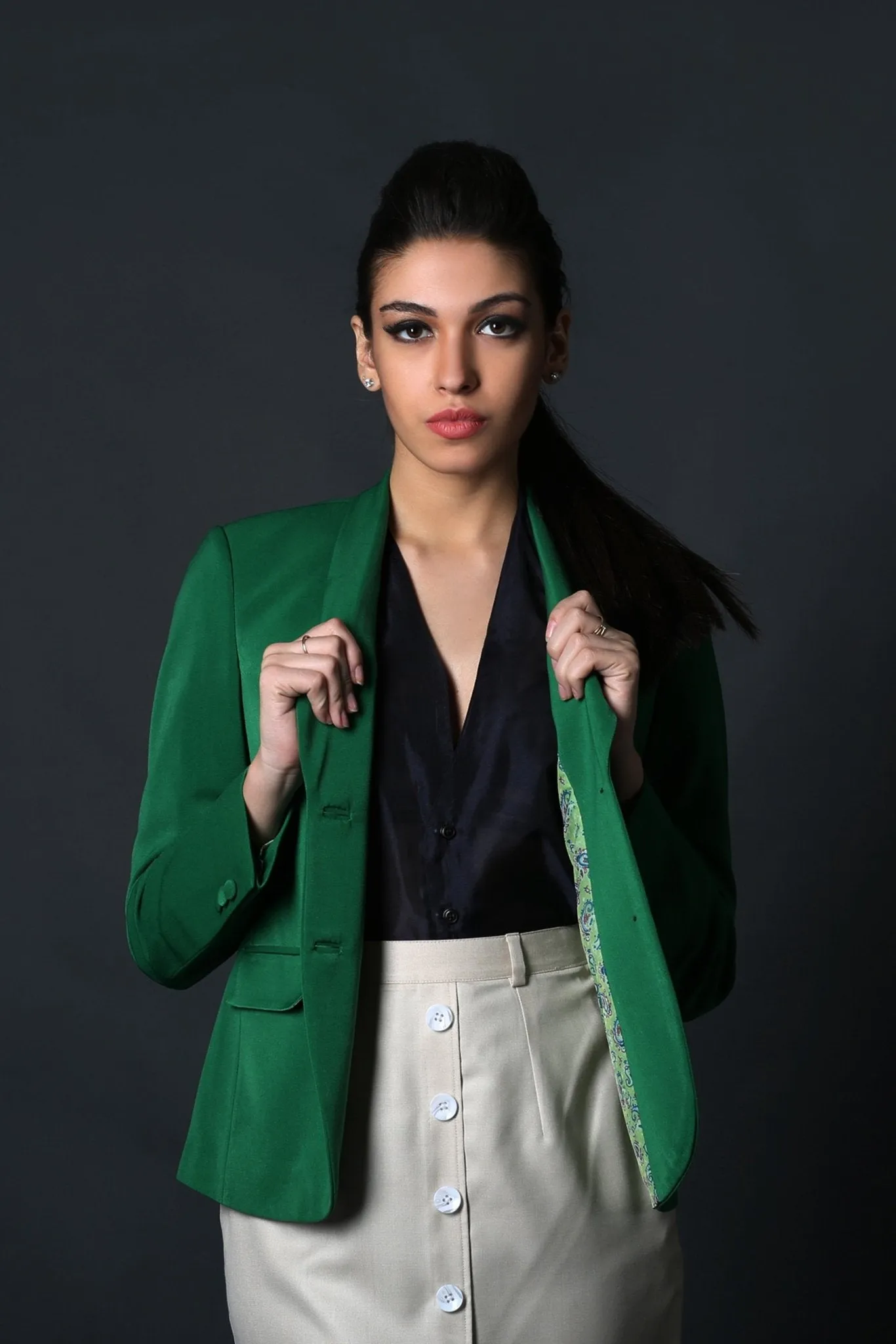 Green Shawl Collar Blazer