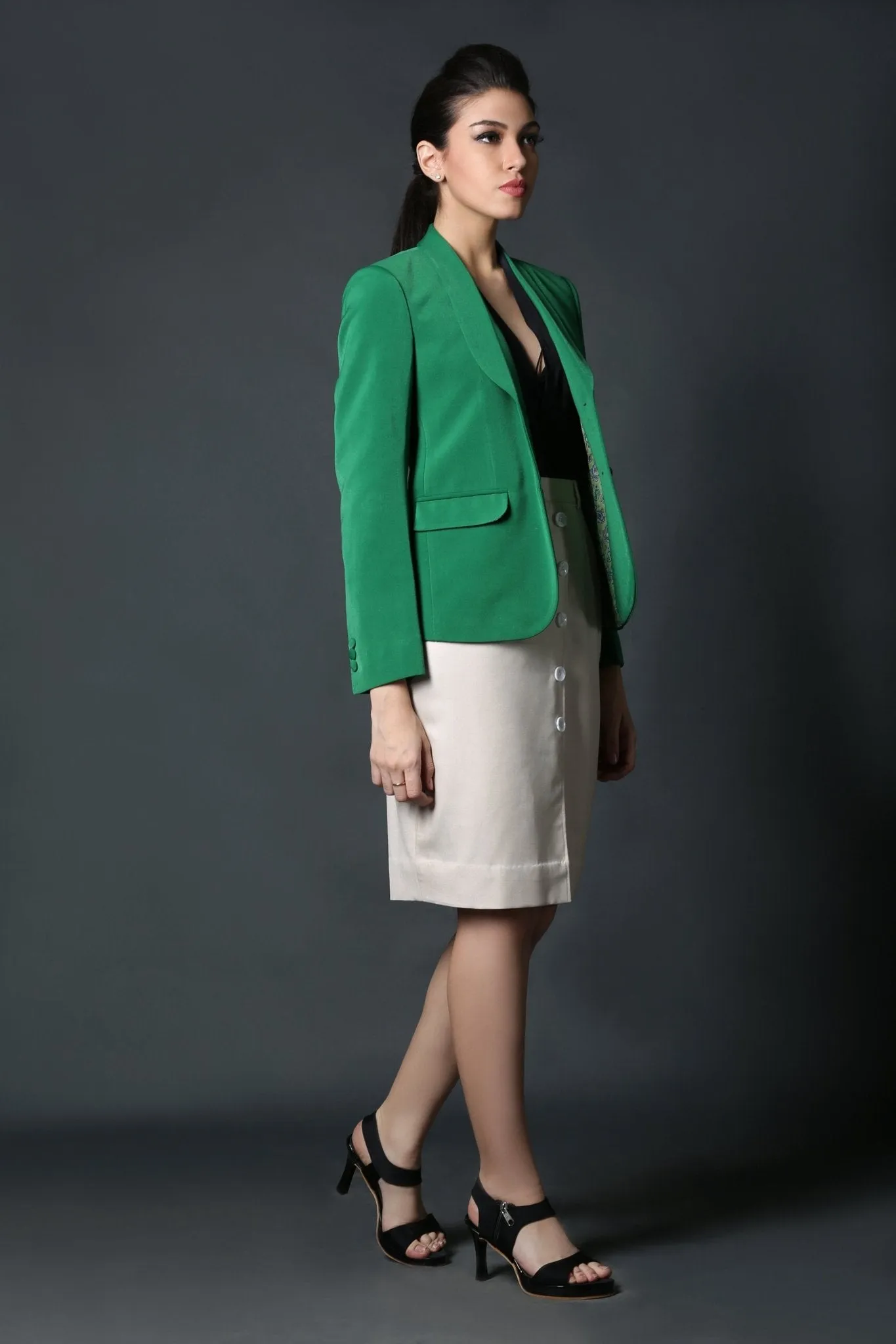 Green Shawl Collar Blazer