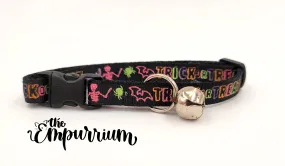Halloween Cat Collar - Trick or Treat - Black / Black