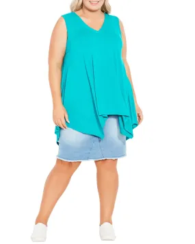 Harper V-Neck Swing Tank Top | Turquoise