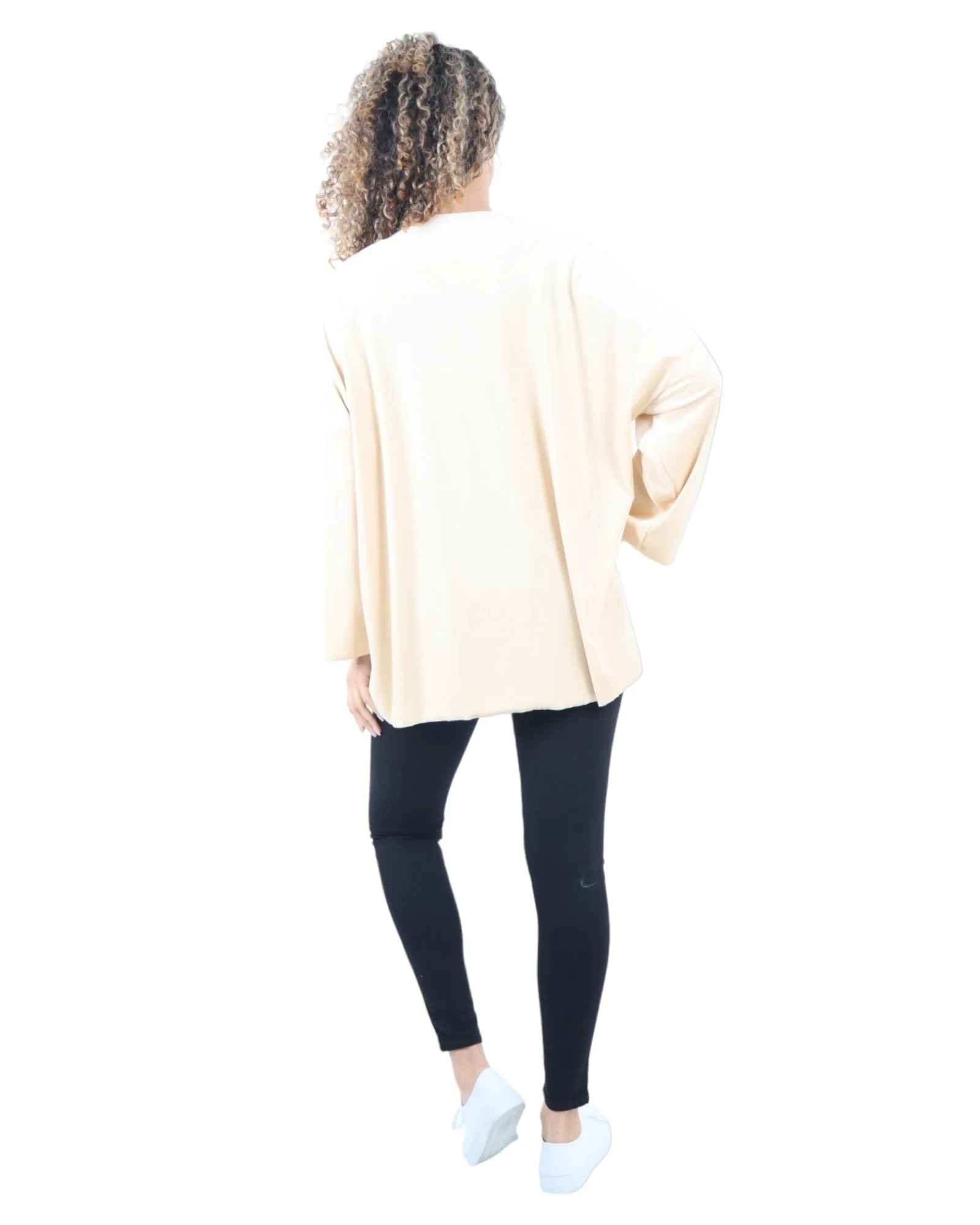 Heart Print Velour Long Sleeve Round Neck  Tunic Top