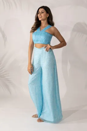 Himalayan Poppy Co-Ord- Hand Pleated bandeau Crop Top with Pants