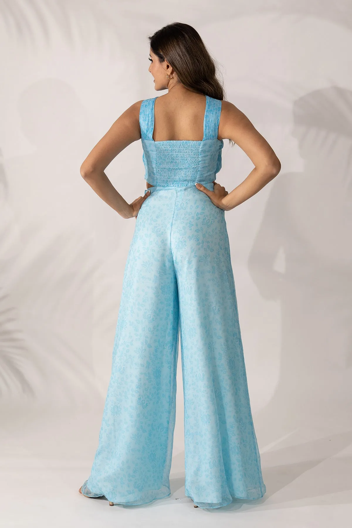 Himalayan Poppy Co-Ord- Hand Pleated bandeau Crop Top with Pants
