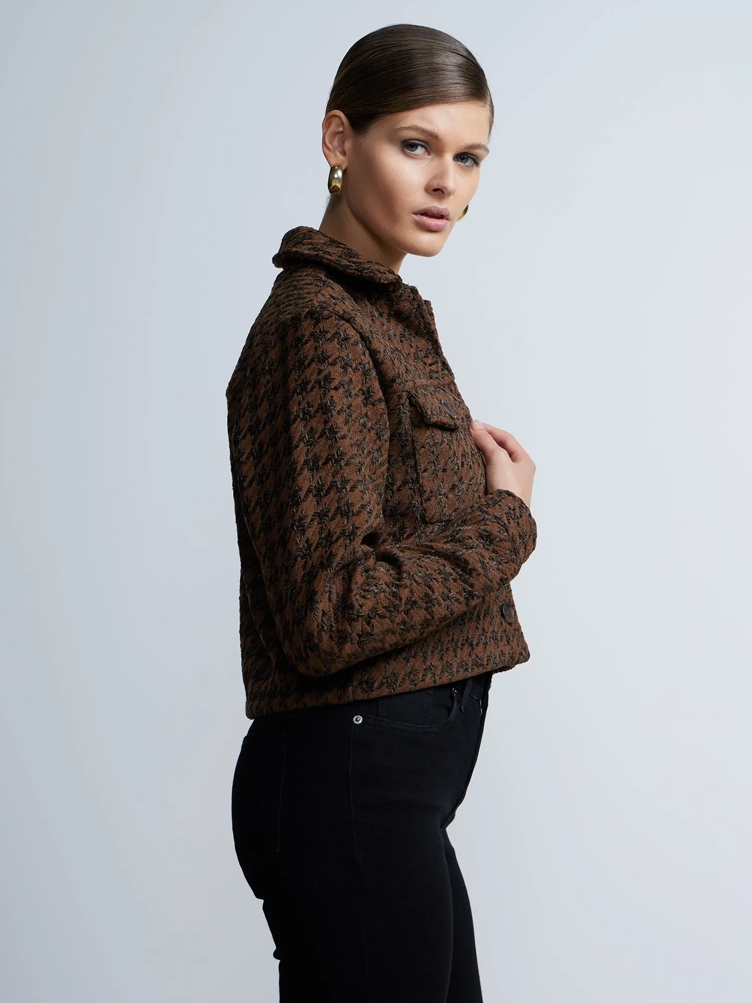 Houndstooth  Hand Stitched Crop Jacket