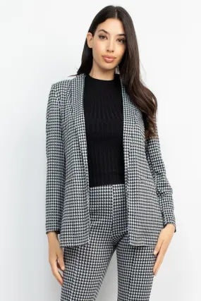 houndstooth open front blazer