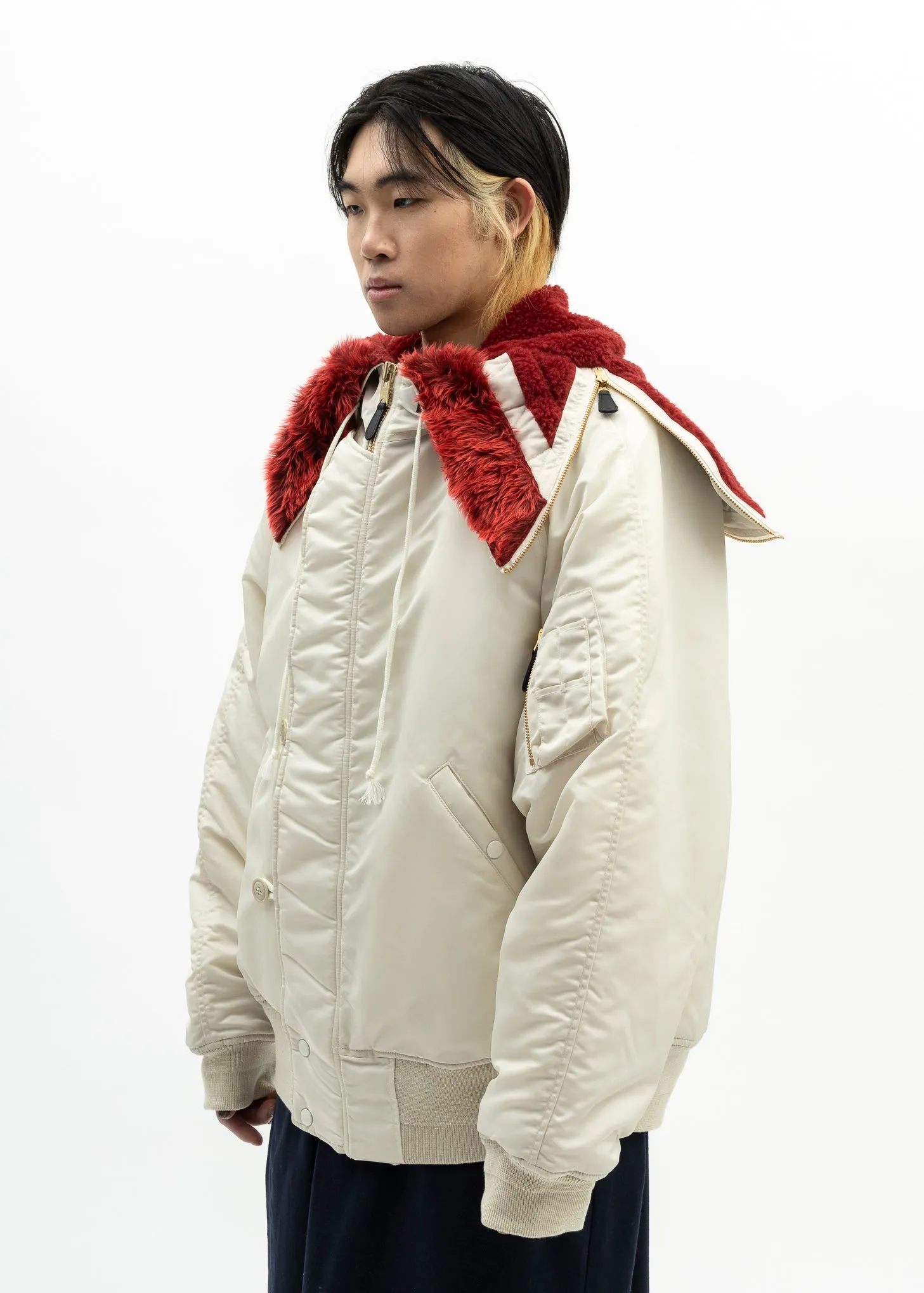 IVORY PETAL MOUTH HOOD BOMBER JACKET