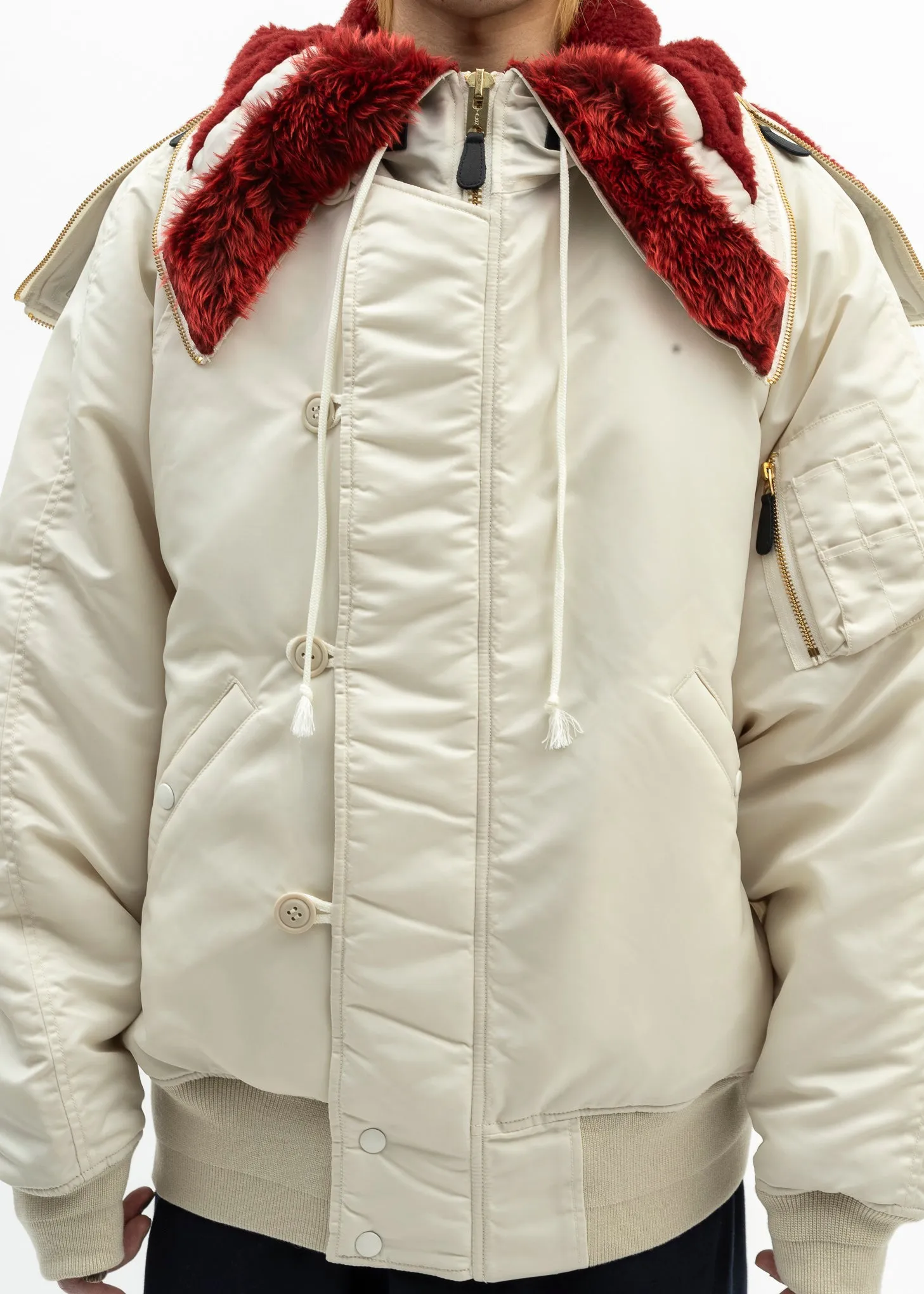 IVORY PETAL MOUTH HOOD BOMBER JACKET