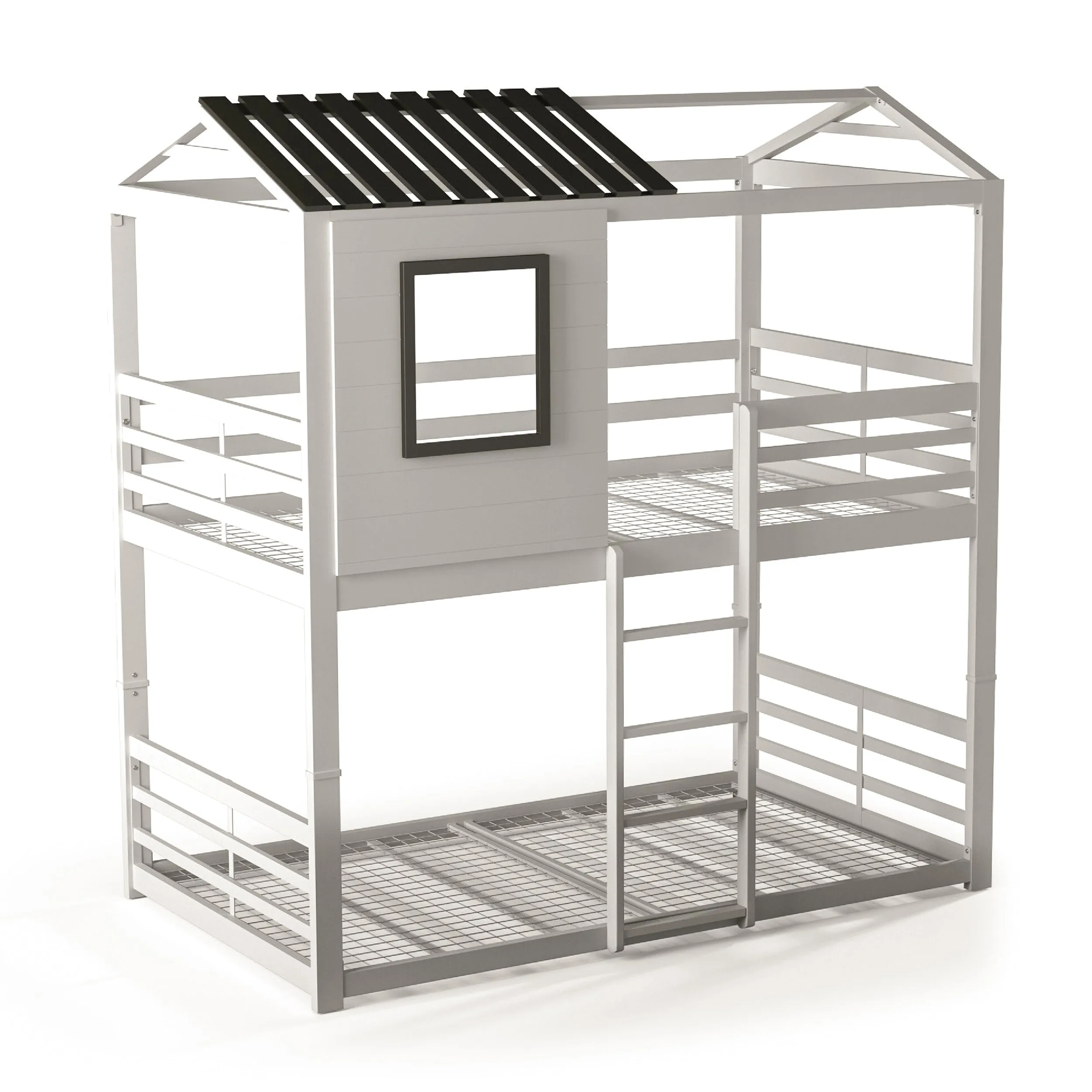 Jackson Barn-house White Twin over Twin Metal Bunk Bed