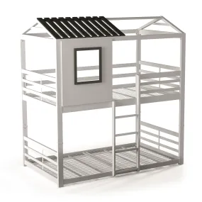 Jackson Barn-house White Twin over Twin Metal Bunk Bed