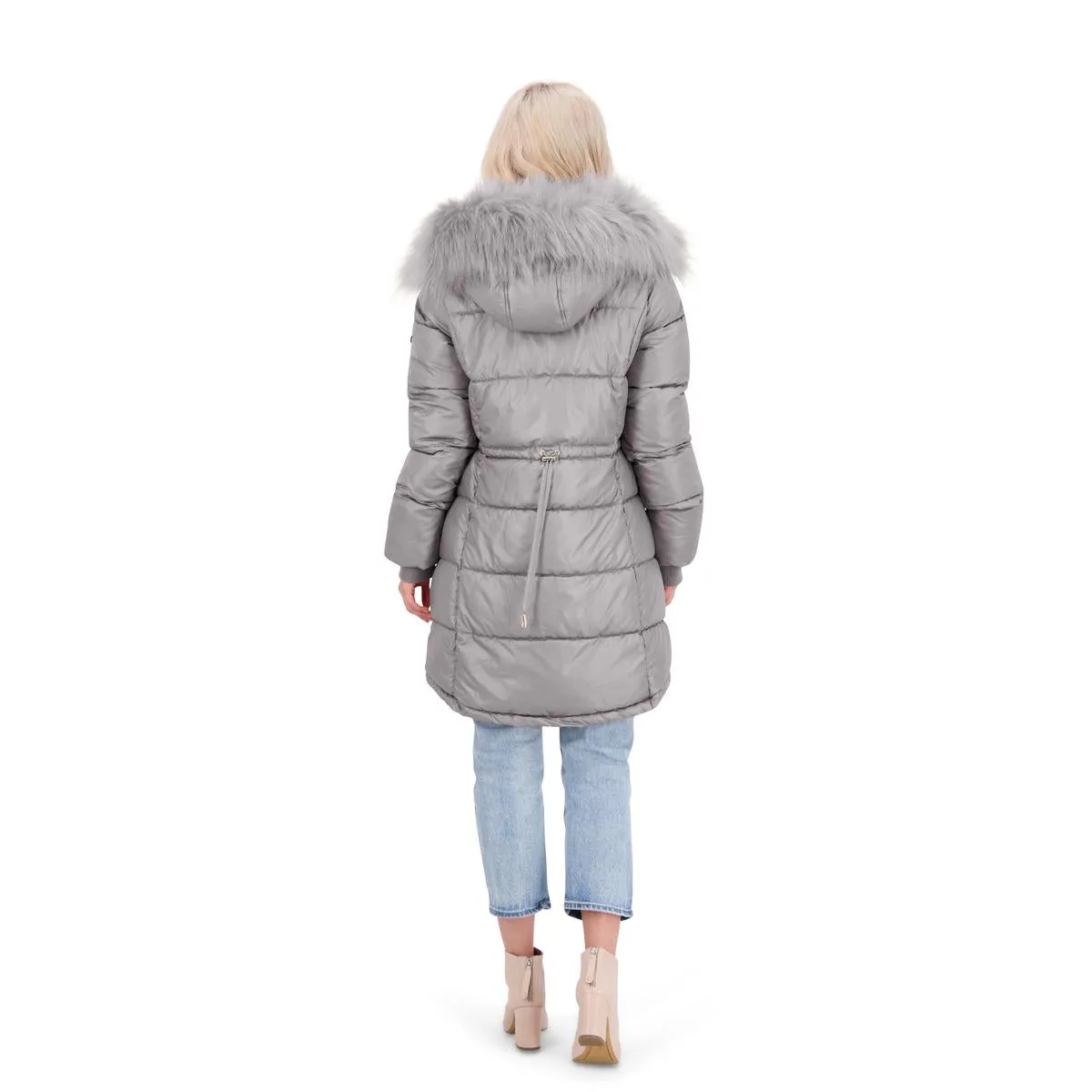 Jessica Simpson Puffer Coat For Women - Quilted Winter Coat w/ Faux Fur Hood