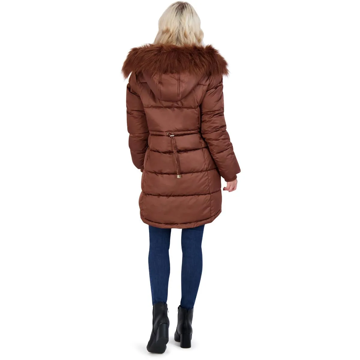 Jessica Simpson Puffer Coat For Women - Quilted Winter Coat w/ Faux Fur Hood