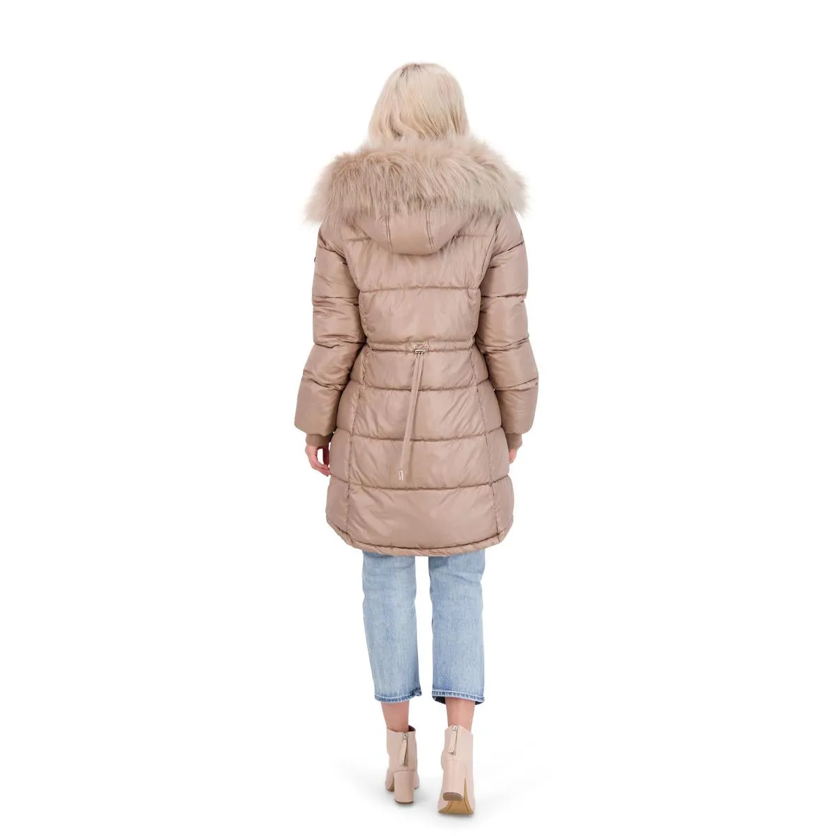 Jessica Simpson Puffer Coat For Women - Quilted Winter Coat w/ Faux Fur Hood