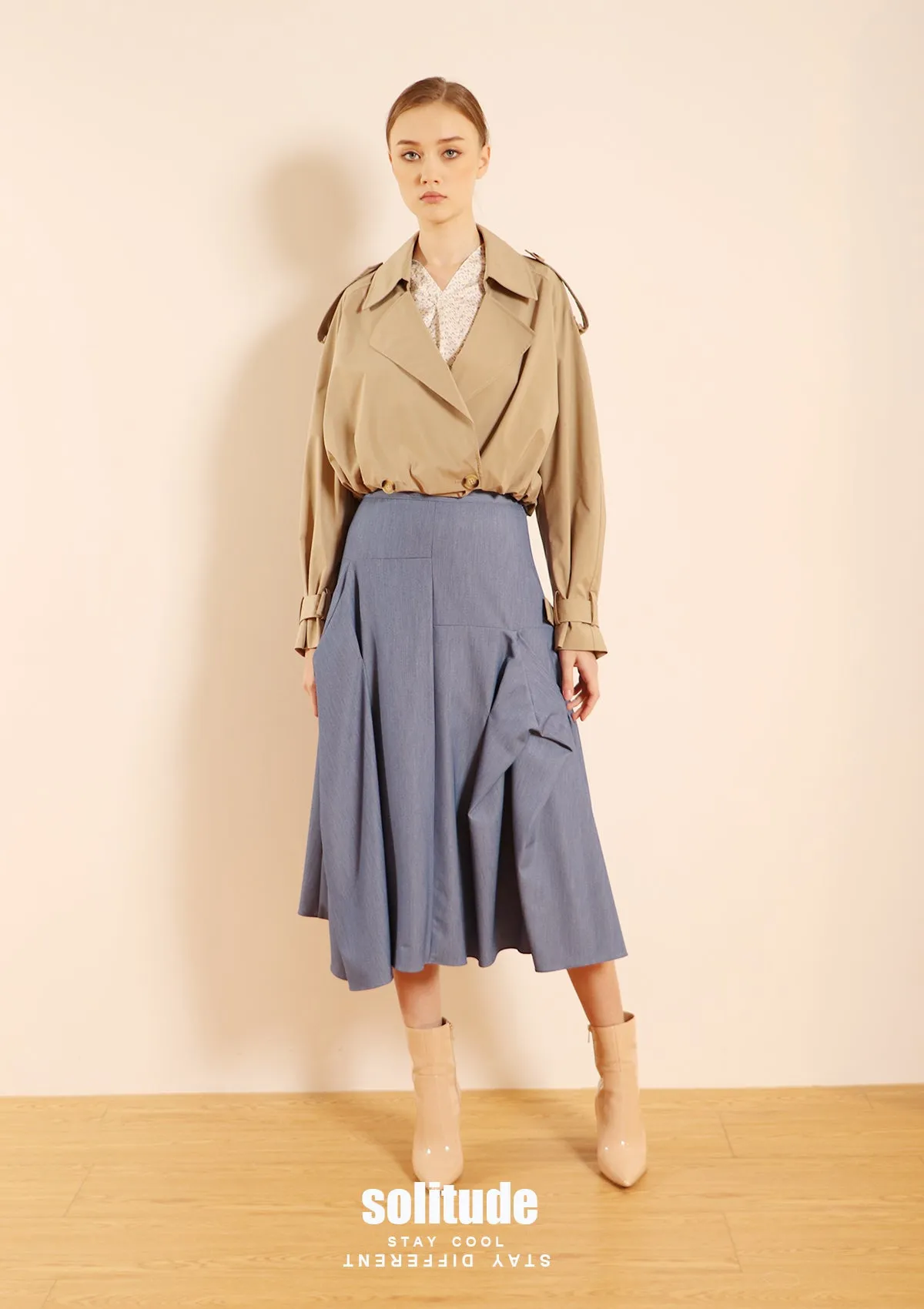Khaki Cropped Woven Jacket