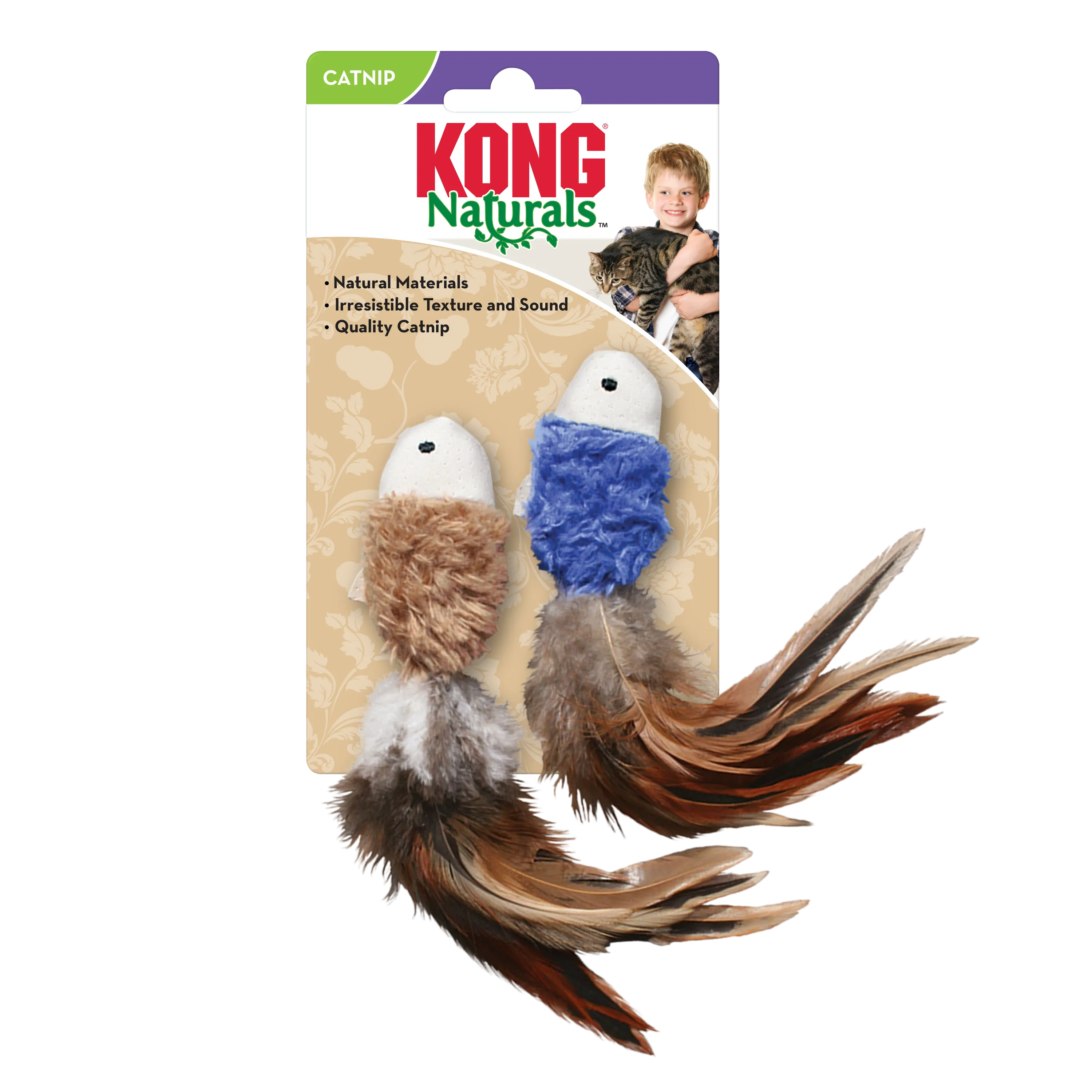 KONG Naturals Crinkle Fish Cat Toy 2pk