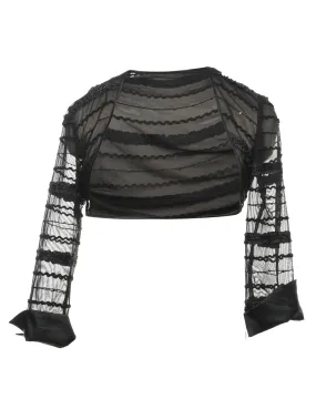 Lace Sheer Frilled Cropped Evening Jacket - S