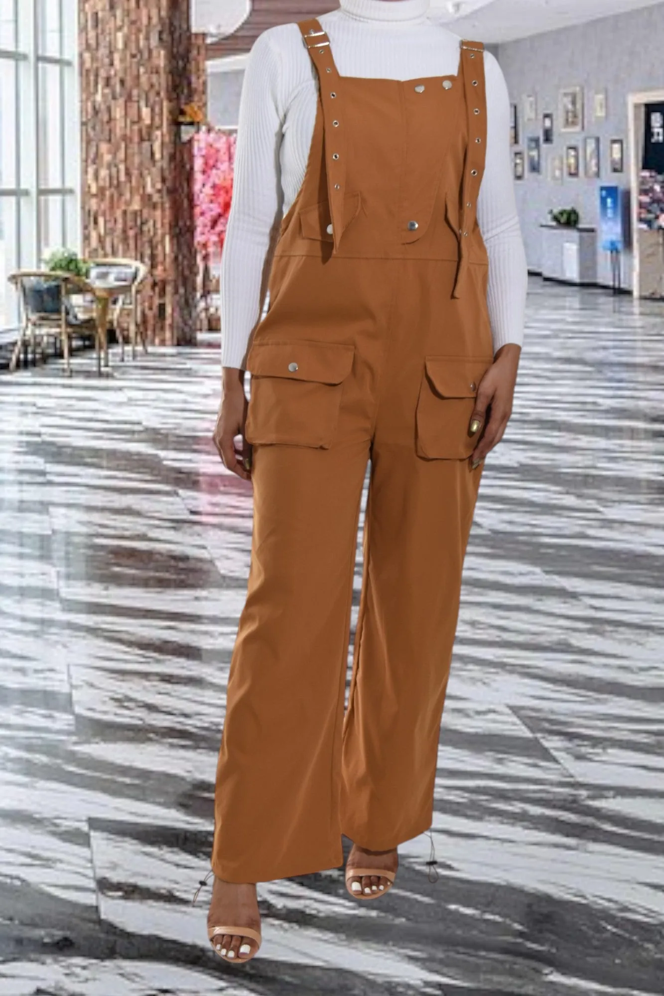 Ladies Brown Overall Jumpsuit
