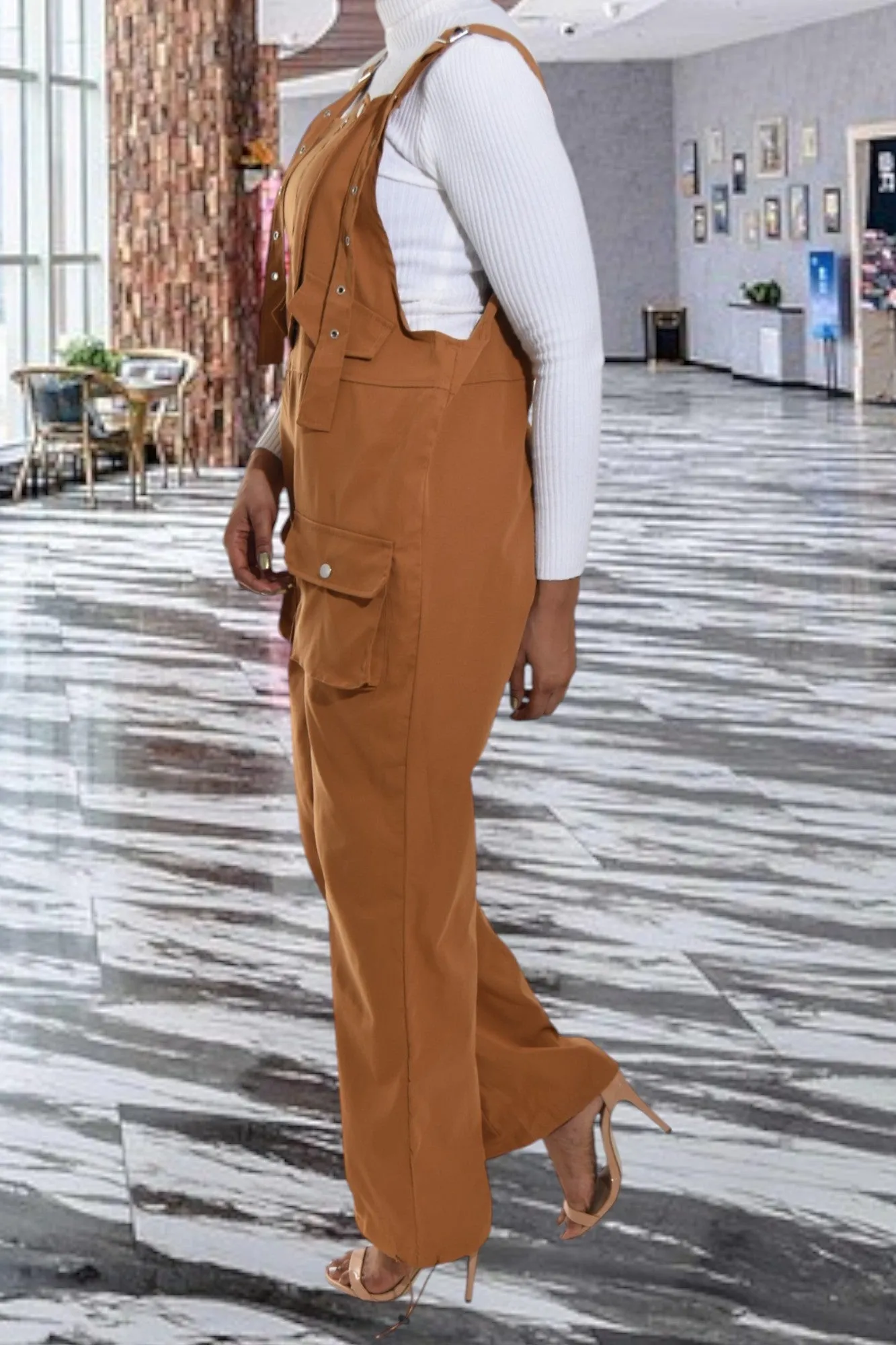 Ladies Brown Overall Jumpsuit
