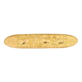 Lalaounis Carved Ox/Bull Oval Bar Pin
