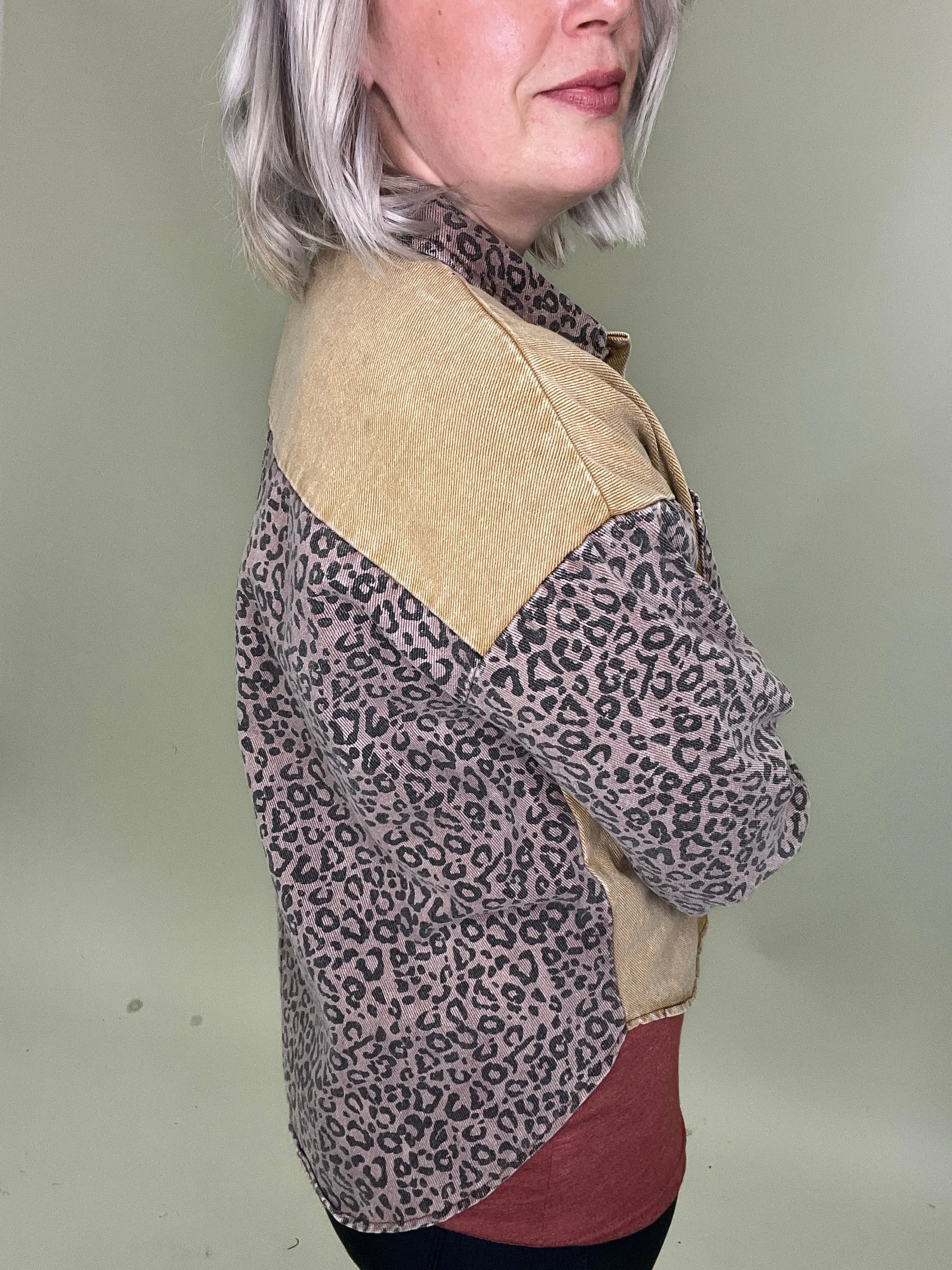 Last Call Lavish Leopard Denim Jacket