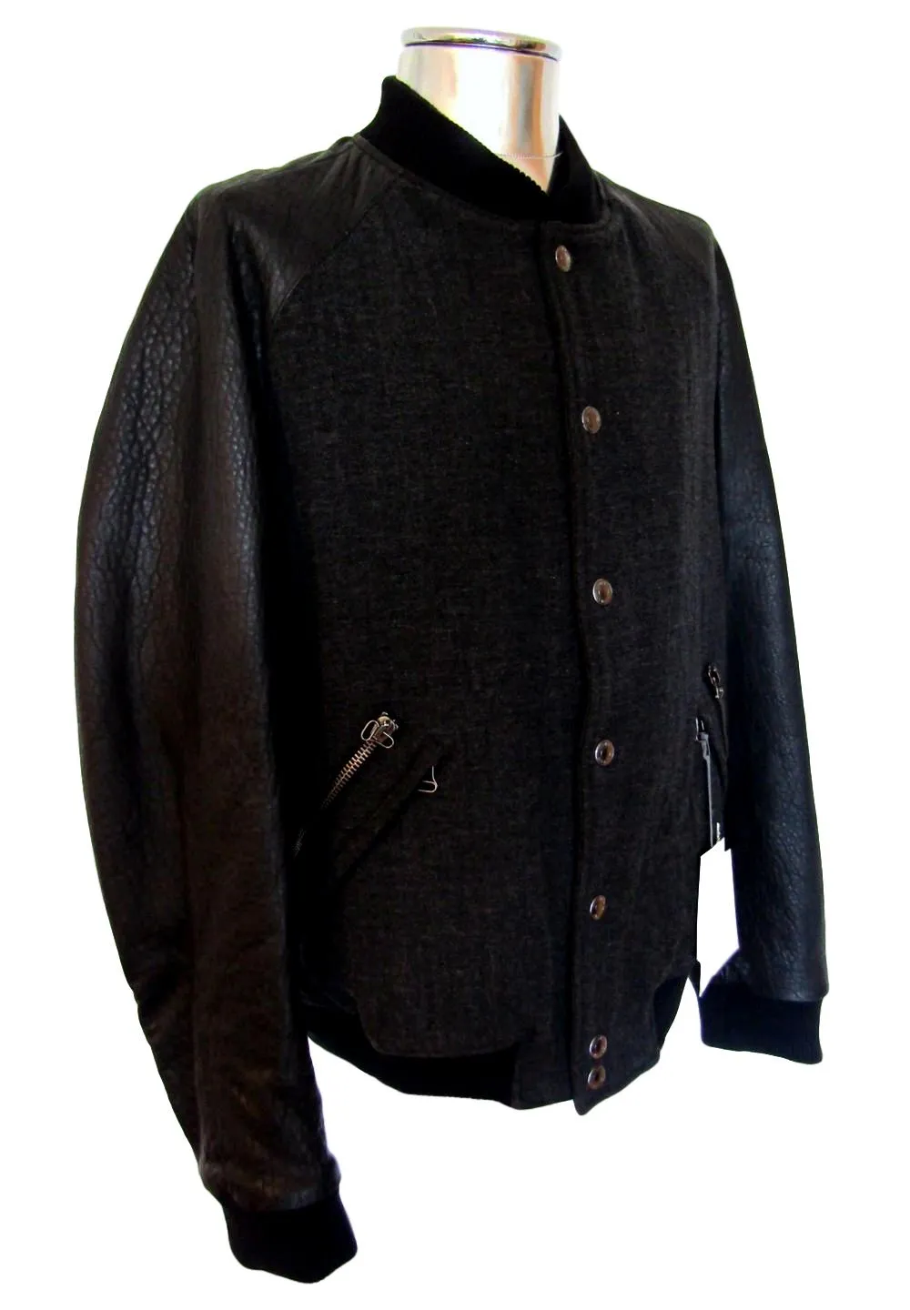Leather & Cotton Bomber Jacket