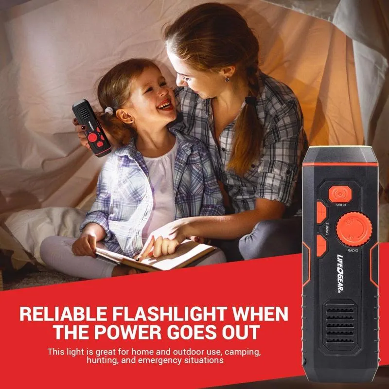 Life Gear 30 lm Red LED Crank Radio/Flashlight