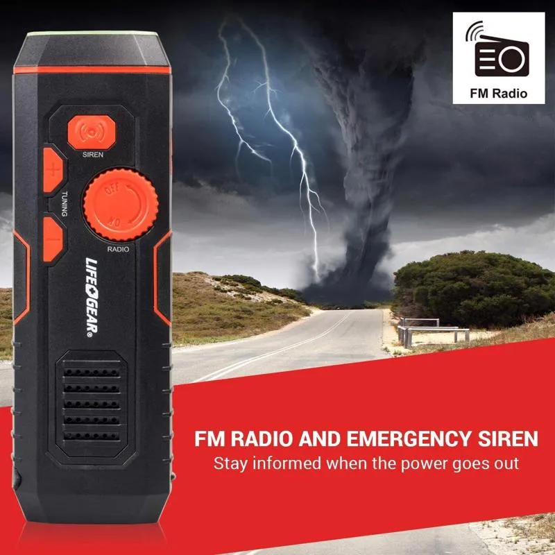 Life Gear 30 lm Red LED Crank Radio/Flashlight