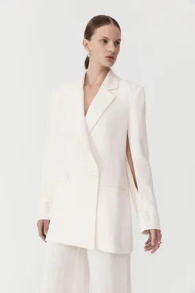 Linen Split Sleeve Blazer Ivory