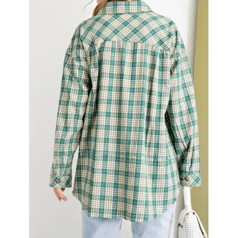 Long sleeve button down sage green flannel shirt