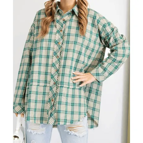 Long sleeve button down sage green flannel shirt