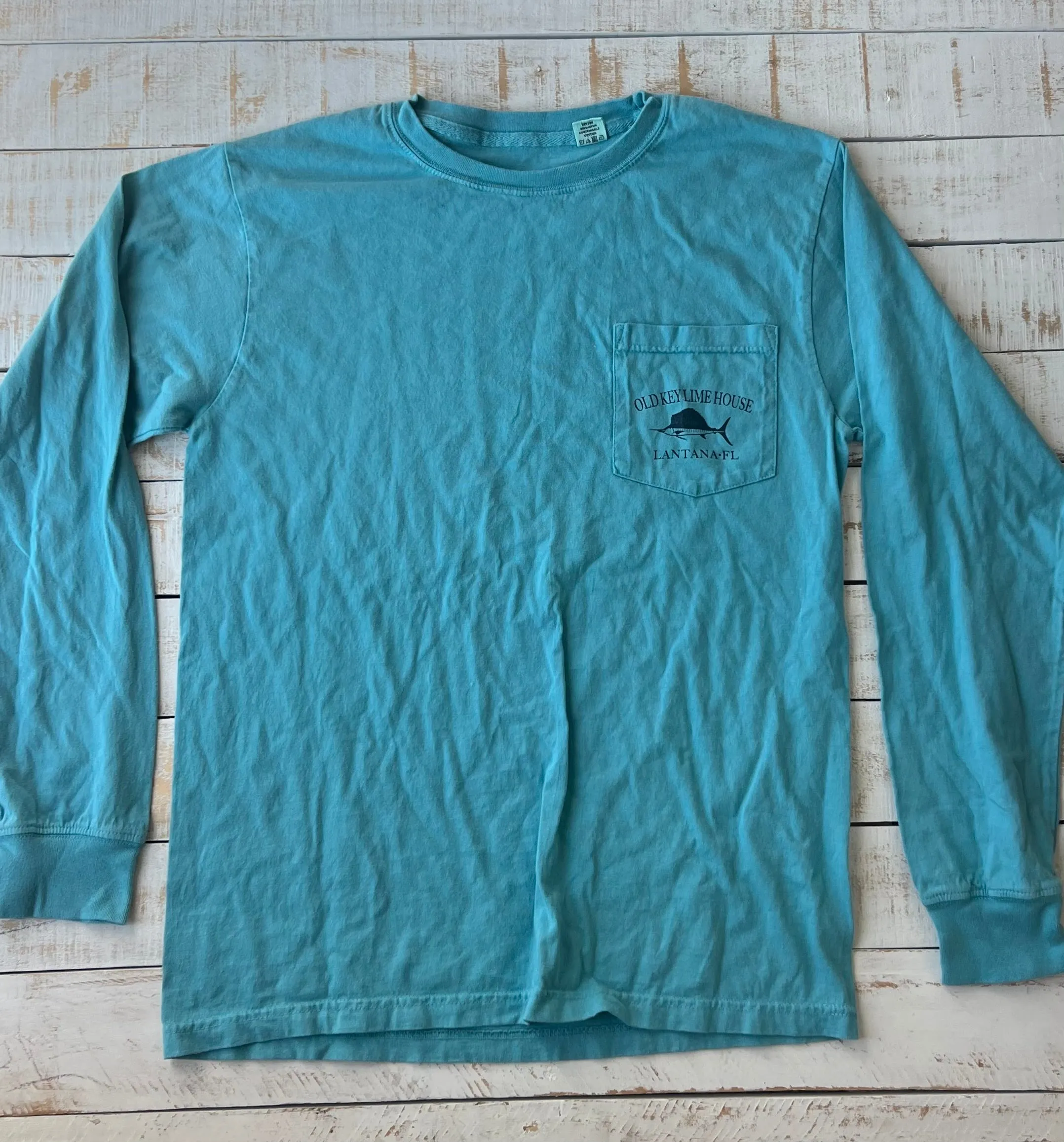 Long Sleeve Sailfish Pocket T-shirt, Surf Blue