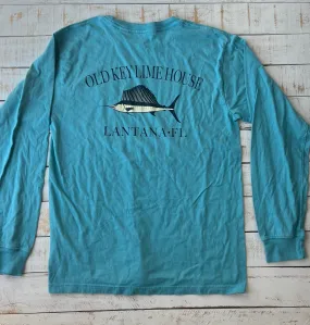 Long Sleeve Sailfish Pocket T-shirt, Surf Blue