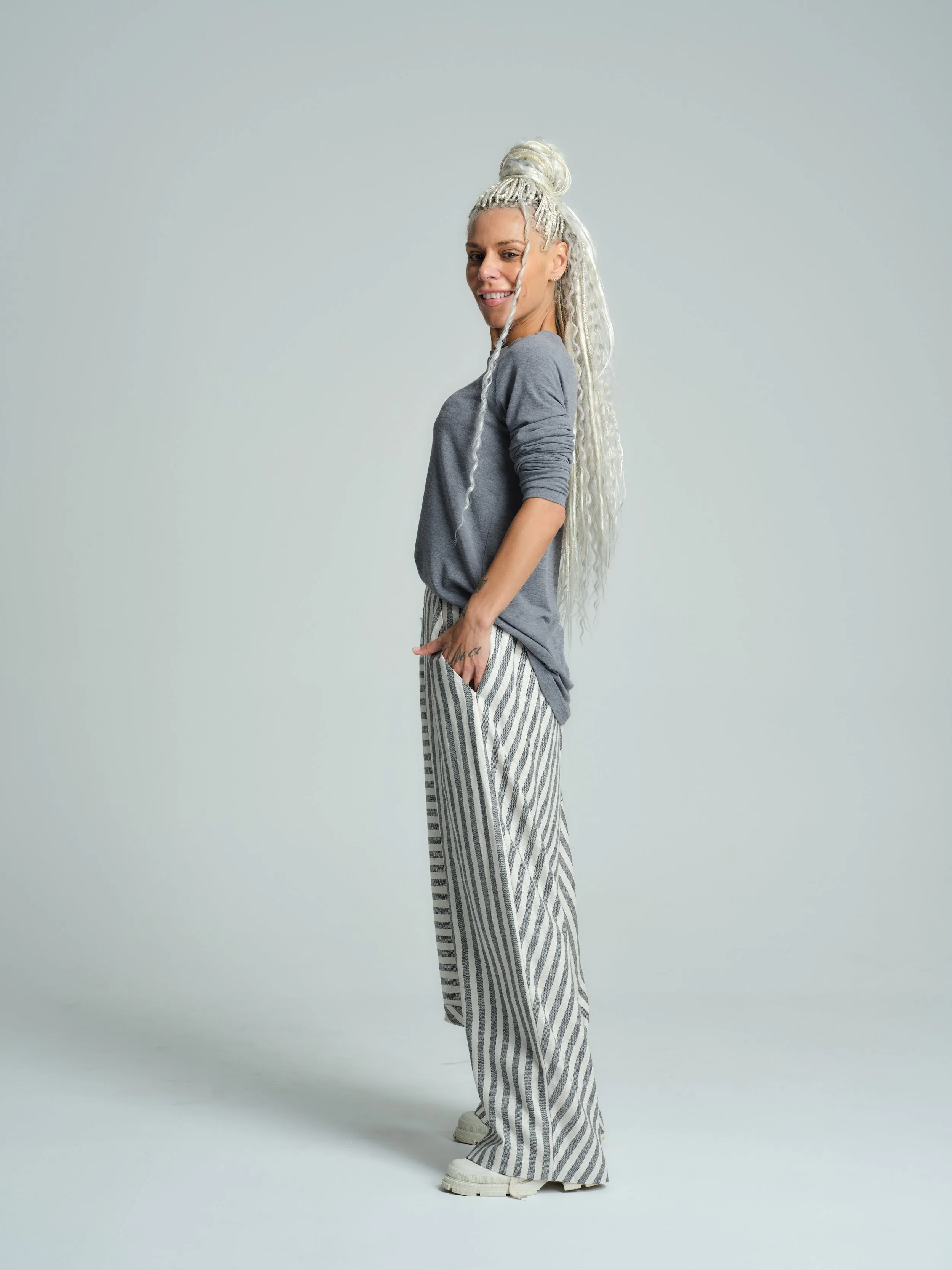 Long-Sleeved Cotton-Blend Top