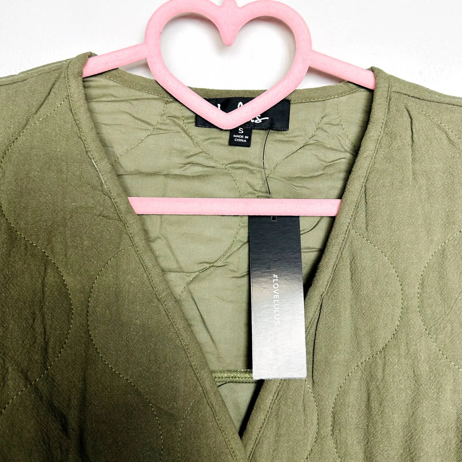 Lulus NWT Endless Ideas Olive Green Lightweight Oversized Quilted Jacket Small