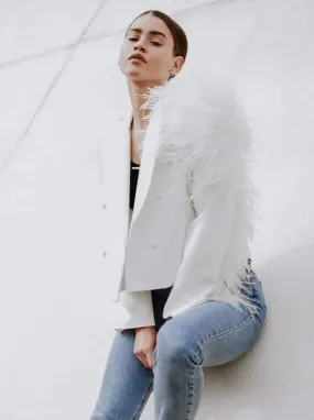 Lydia Luxurious Ostrich Feather Blazer