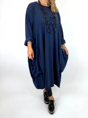 Made in Italy Lagenlook Martha Pocket Tunic in Navy. Code 9904