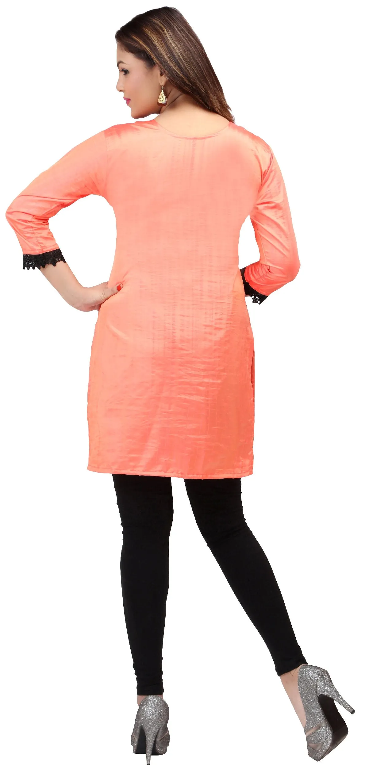 Maple Clothing India Women's Tunic Top Embroidered Kurti (Orange)