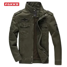 Men's Military Cotton Bomber Jacket – Loose Fit Casual Workwear