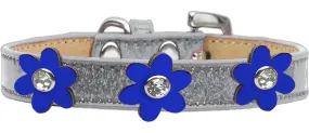 Metallic Flower Ice Cream Collar Silver With Metallic Blue Flowers Size 14