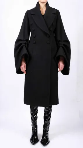 Midi Wool Coat with Sleeve Detail