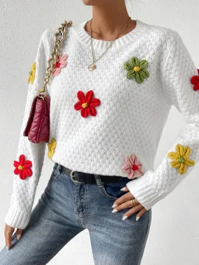 Mieke | Pullover mit Rundhals und Blumenmuster