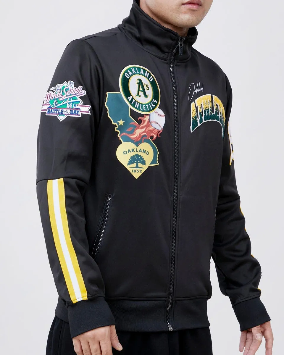 MLB OAKLAND ATHLETICS HOMETOWN MEN'S TRACK JACKET (BLACK/YELLOW)