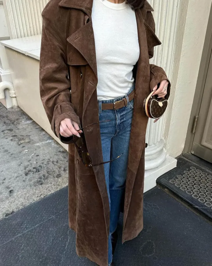 Molly Faux Suede Trench