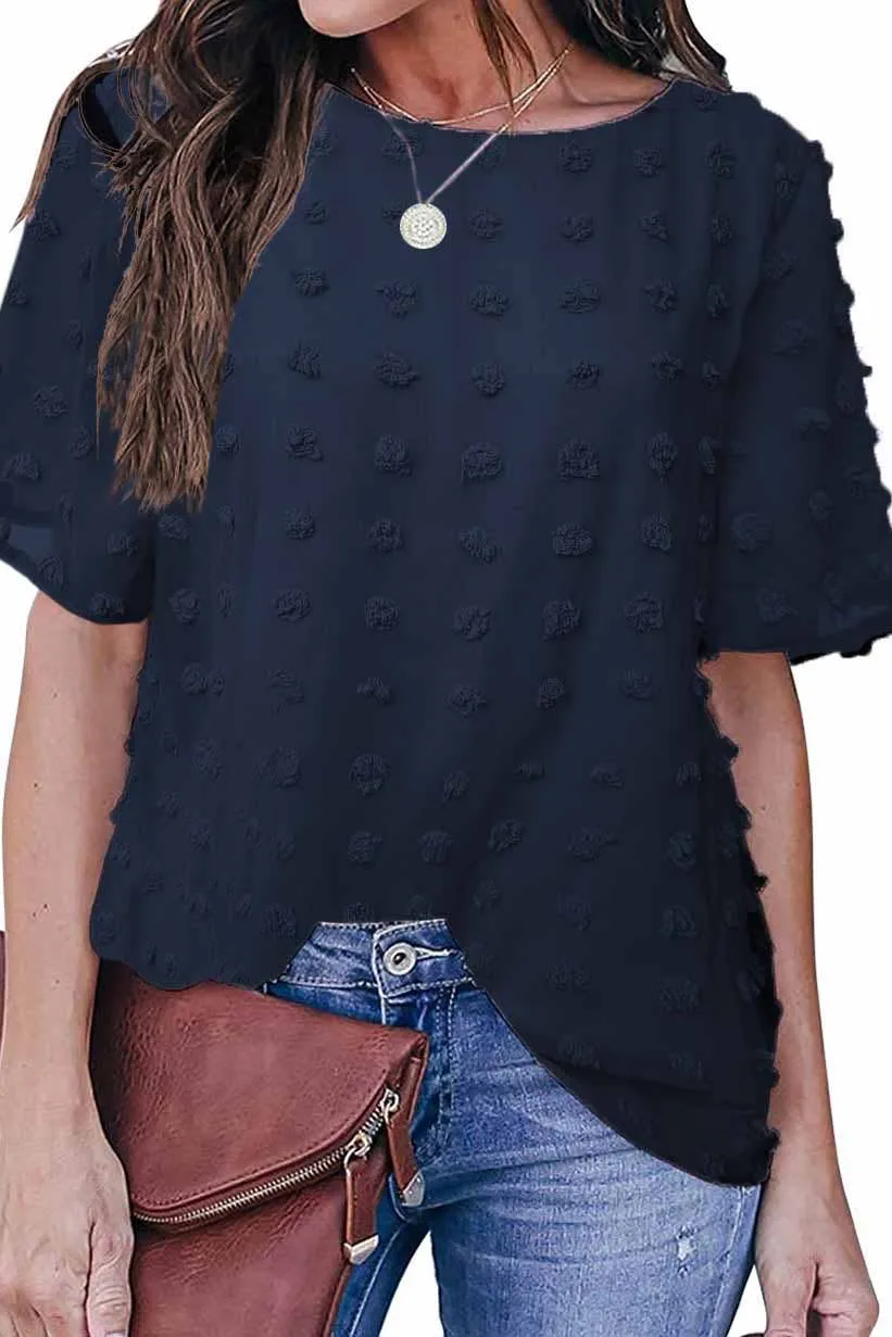 Navy Swiss Dot Top
