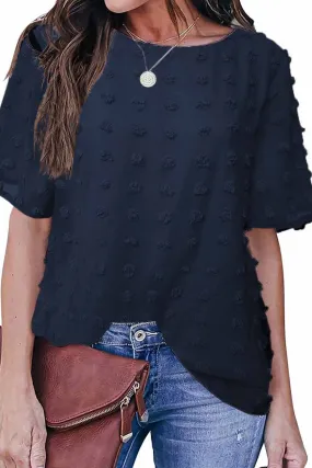 Navy Swiss Dot Top