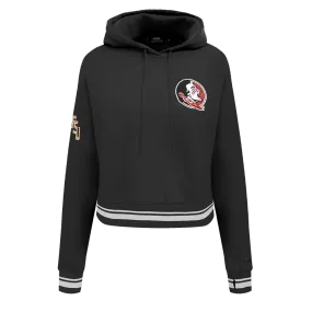 NCAA FLORIDA STATE UNIVERSITY CLASSIC WOMEN'S RIB FLC CROPPED PO HOODIE (BLACK)